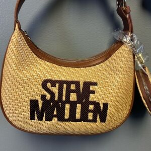 Steve Madden Woven Tan and Brown Shoulder Bag